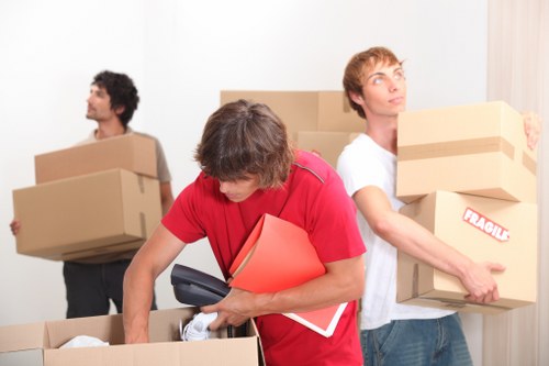 Protected furniture and careful loading into a removal van