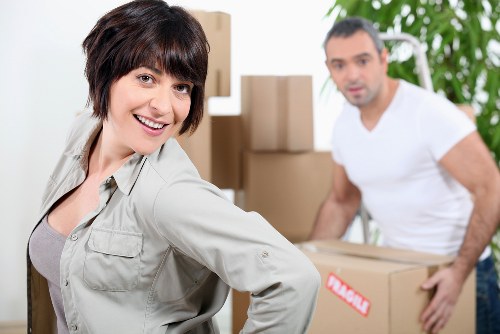Prepared moving boxes and household items ready for removal