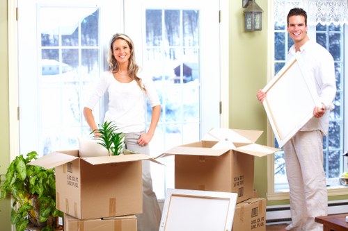 Moving truck arrival for a flat or house relocation in Belsize Park